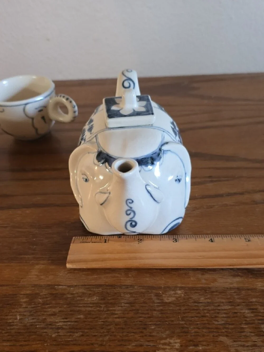 Vintage Asian Elephant Teapot Set with 2 Matching Cups - Tote 15